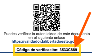 Ejemplo: el código de verificación aparece debajo del código QR